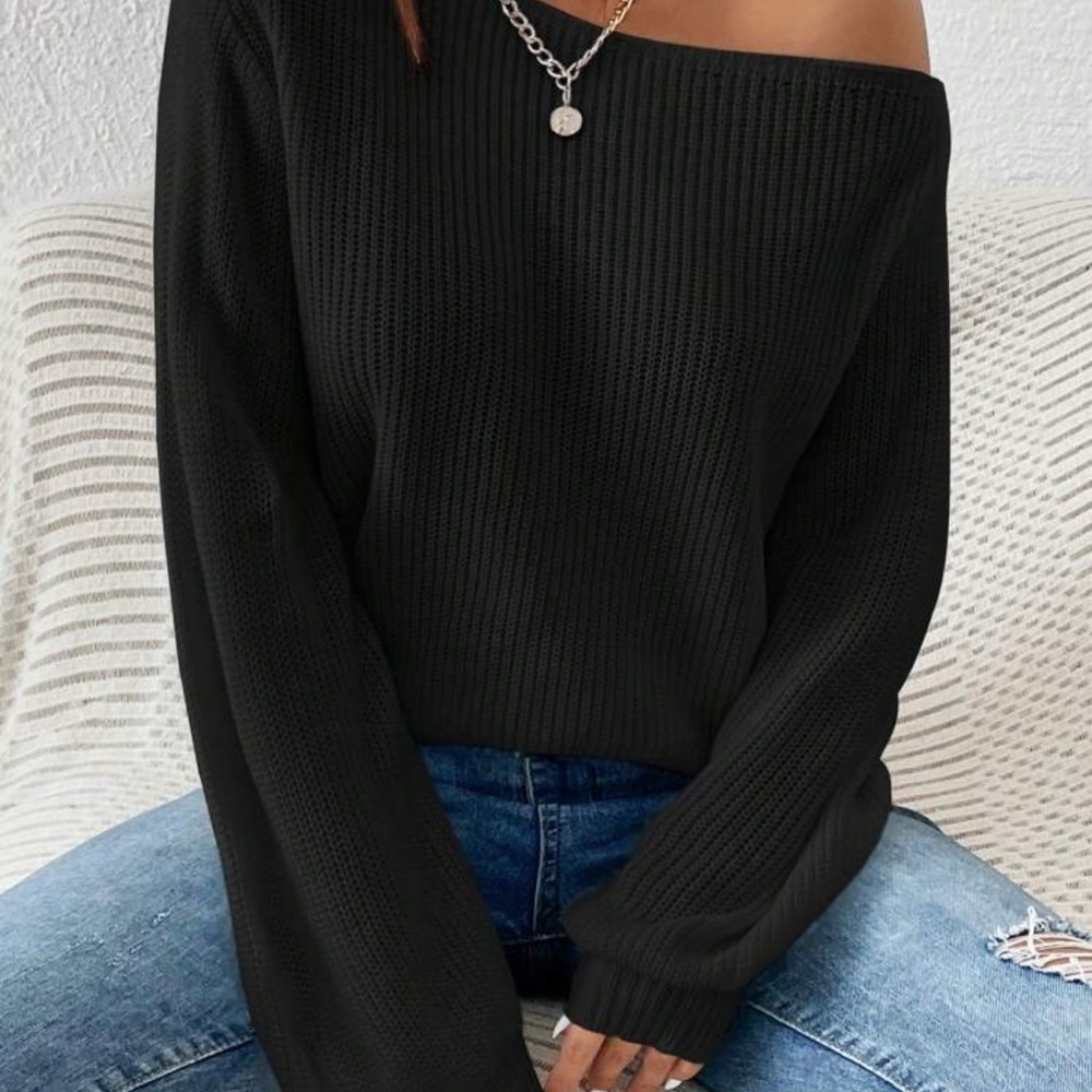 Black Off-Shoulder Sweater